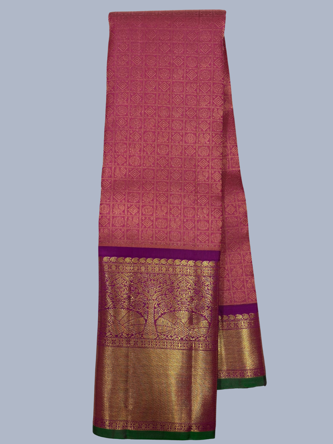 Pure Handwoven Gadwal Silk Saree With Doll Pink - 010