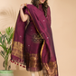 Maroon Cotton Linen 2-Piece Set Kurti & Dupatta (UNSTITCHED) - 001