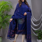 Berry Blue 120 Count Cotton Jamdani 2-Piece Set Kurti & Dupatta (UNSTITCHED) - 101