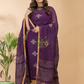 Wine Purple Linen X Linen 2-Piece Set Kurti & Dupatta (UNSTITCHED) - 070