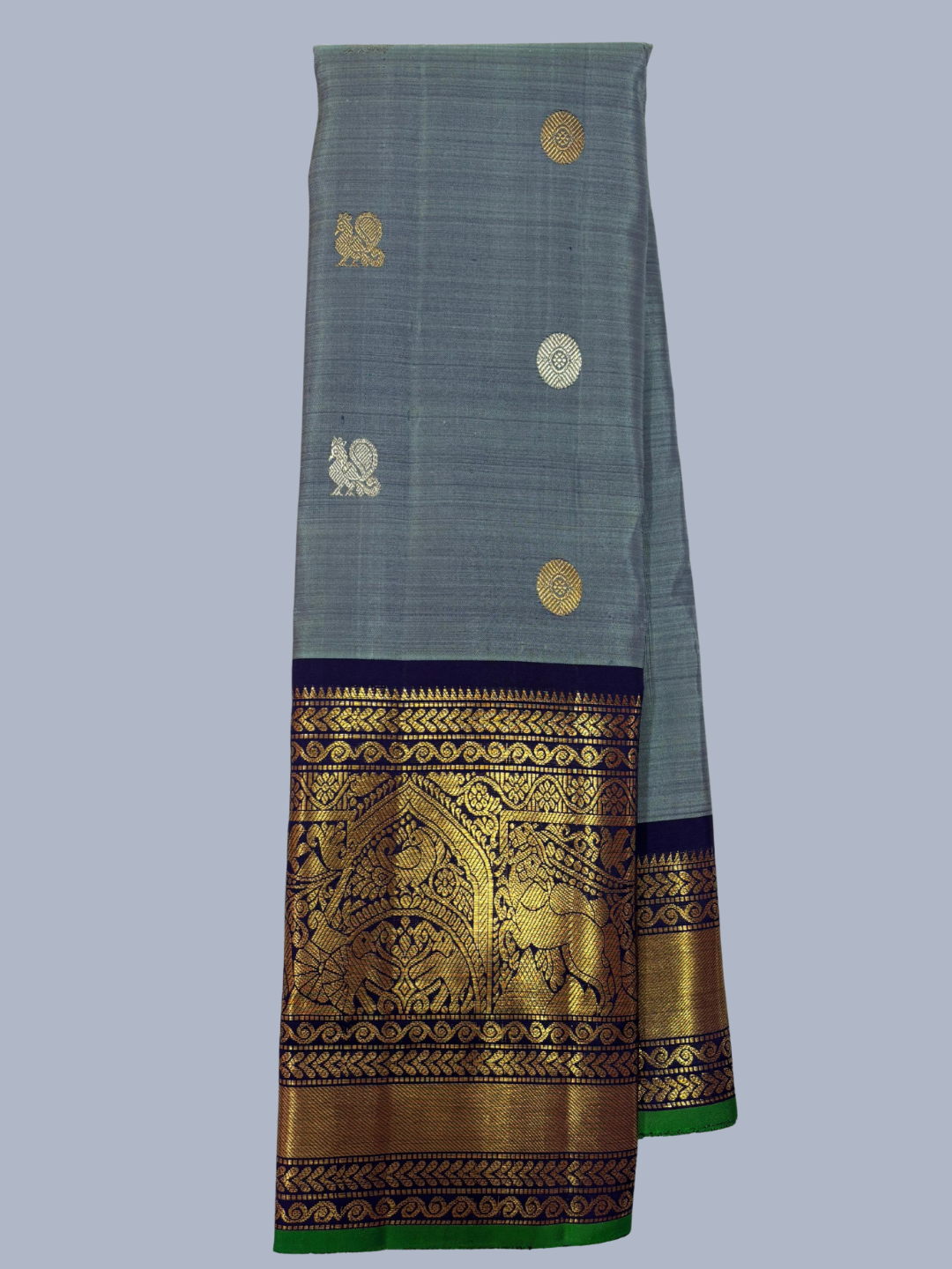 Pure Handwoven Gadwal Silk Saree With Silver - 026