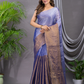 Tissue Silk Saree With Pigeon Blue - 015