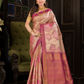 Raktika - Pink-hued silk with mayura chakra design