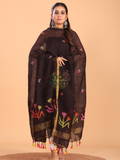 Warm Black Linen Jamdani 2-Piece Set Kurti & Dupatta (UNSTITCHED) - 079