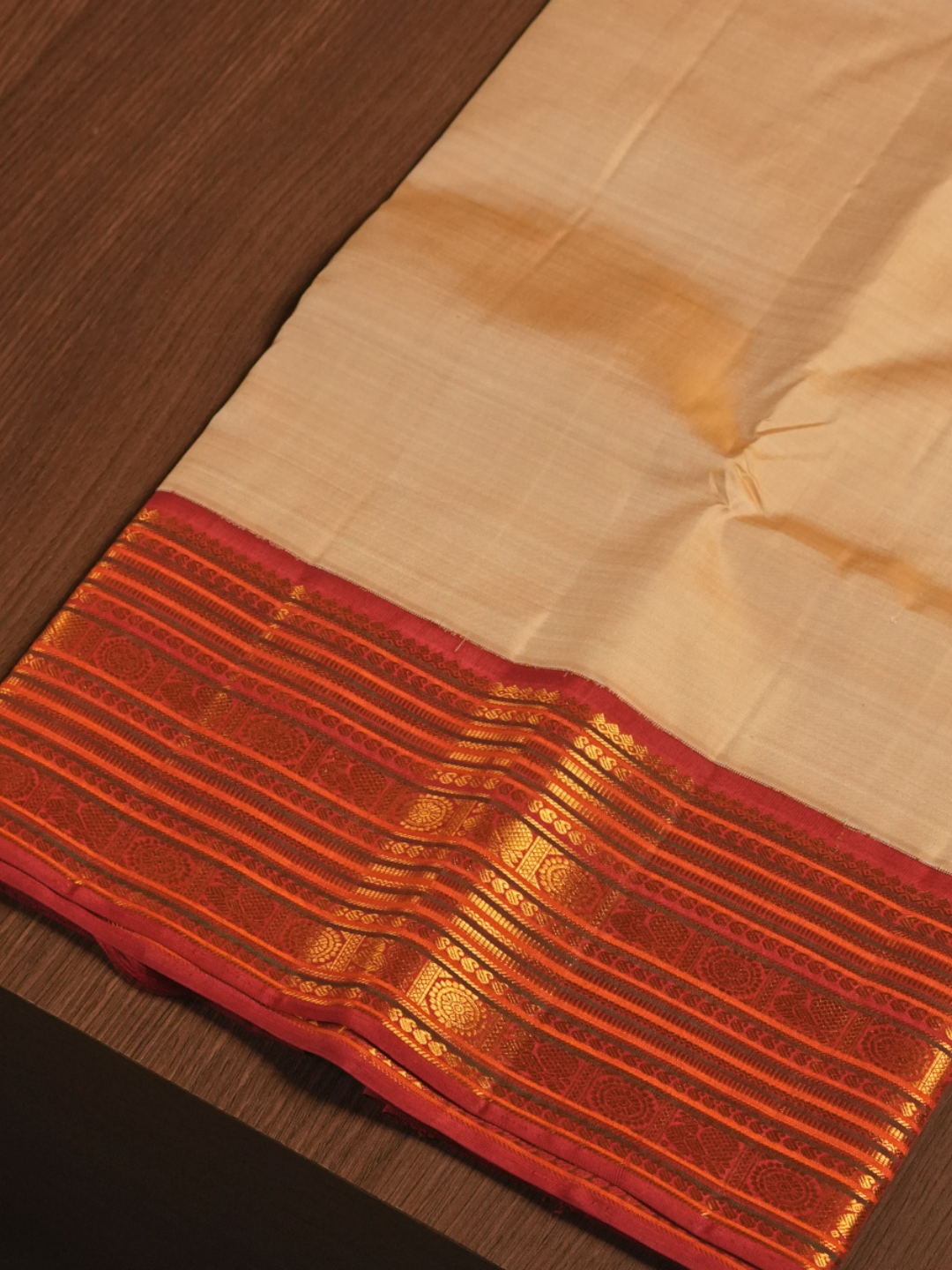 Silk Mark Certified Handloom Kanjivaram Silk Saree  |  Fire Orange