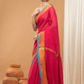 Linen Sequin Jamdani Saree With Rose Red -006