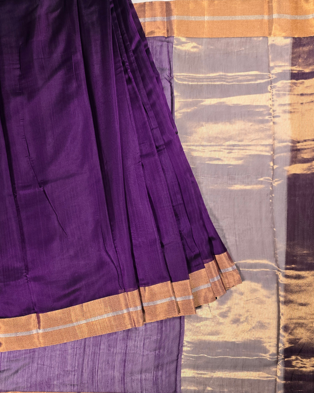 Chanderi Silk Saree With Wine Purple
