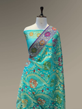 Pure Banarasi Exclusive Ektara Kora JAMDANI Tilfi saree | Sky Blue