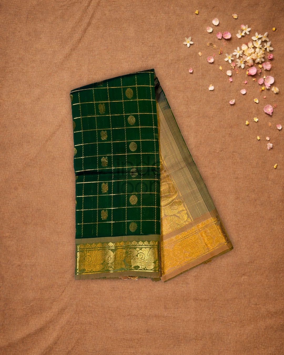 Pure Handloom Korvai Saree | Pine Green