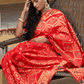Chanderi Silk Ethnic Motifs Saree In Classic Red (Precision Looms) - 009 - indeloom