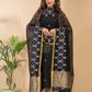Rich Black Linen X Line 2-Piece Set Kurti & Dupatta (UNSTITCHED) - 121