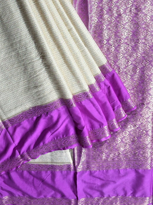 Classic Mysore Semi Silk Saree | Silver Grey