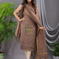Desert Brown Linen X Linen 2-Piece Set Kurti & Dupatta (UNSTITCHED) - 110