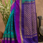 Sky Blue Purple Border Pure Handloom Korvai Silk Cotton Saree In-184
