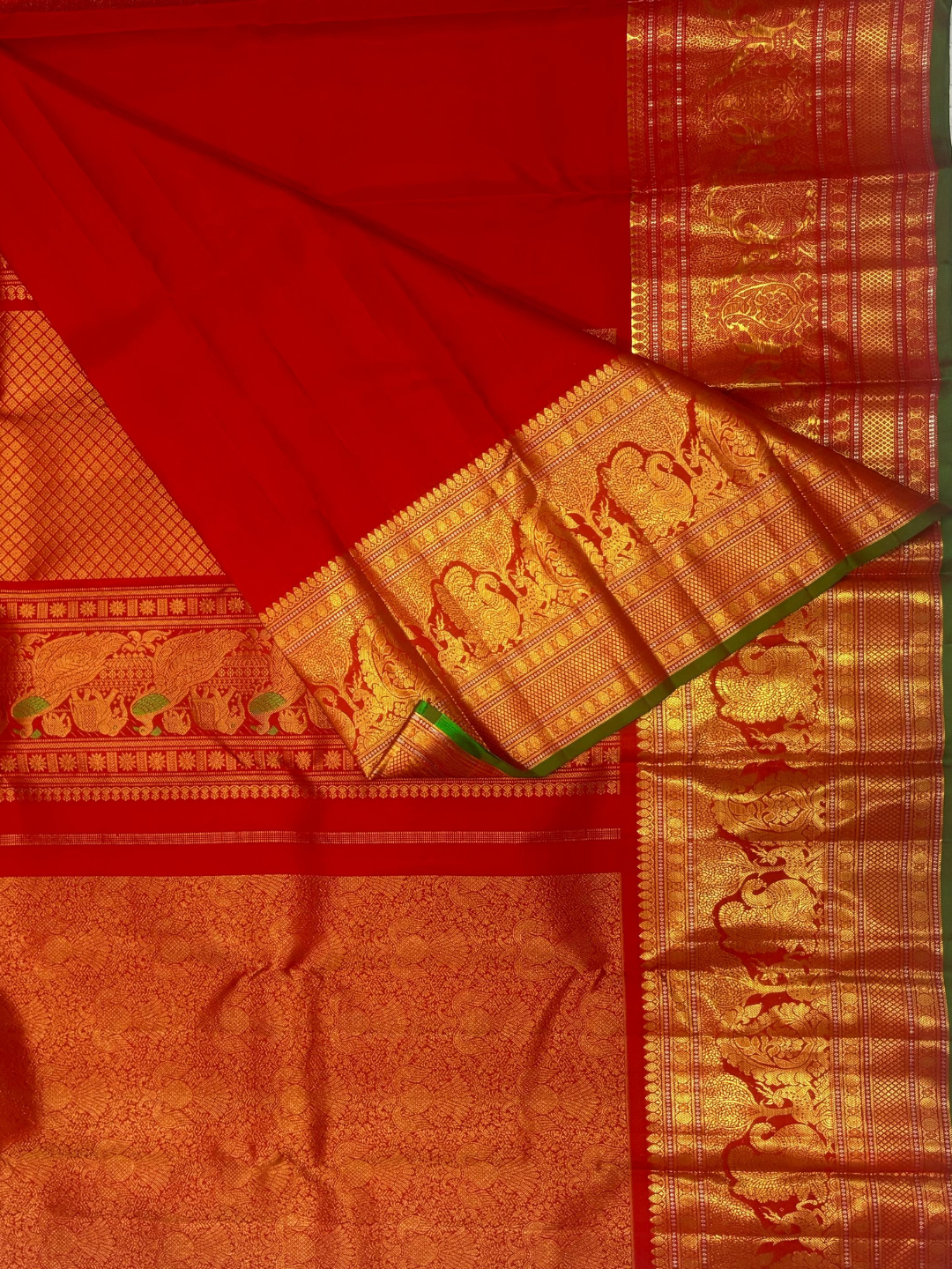 Handwoven Pure Gadwal Silk Saree  | Red