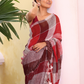 Linen Checks Saree With Red and White - 134