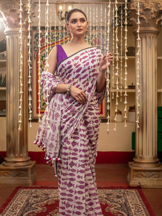 Plum Voilet Handloom cotton-055