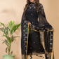 Rich Black Linen X Line 2-Piece Set Kurti & Dupatta (UNSTITCHED) - 121