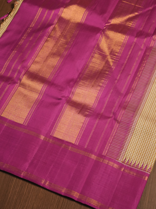 Silk Mark Certified Handloom Kanjivaram Silk Saree  |  Deep Pink