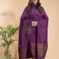 Plum Purple | Handloom Jamdani Linen Unstitched 2-Piece Kurti