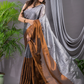 Tissue Silk Saree With Charcoal Grey- 016