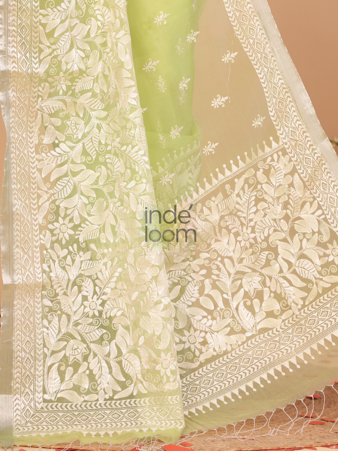 Organza Embroidery Saree With Pastel Green - 114