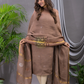 Desert Brown Linen X Linen 2-Piece Set Kurti & Dupatta (UNSTITCHED) - 110