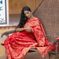 Chanderi Silk Ethnic Motifs Saree In Classic Red (Precision Looms) - 009 - indeloom