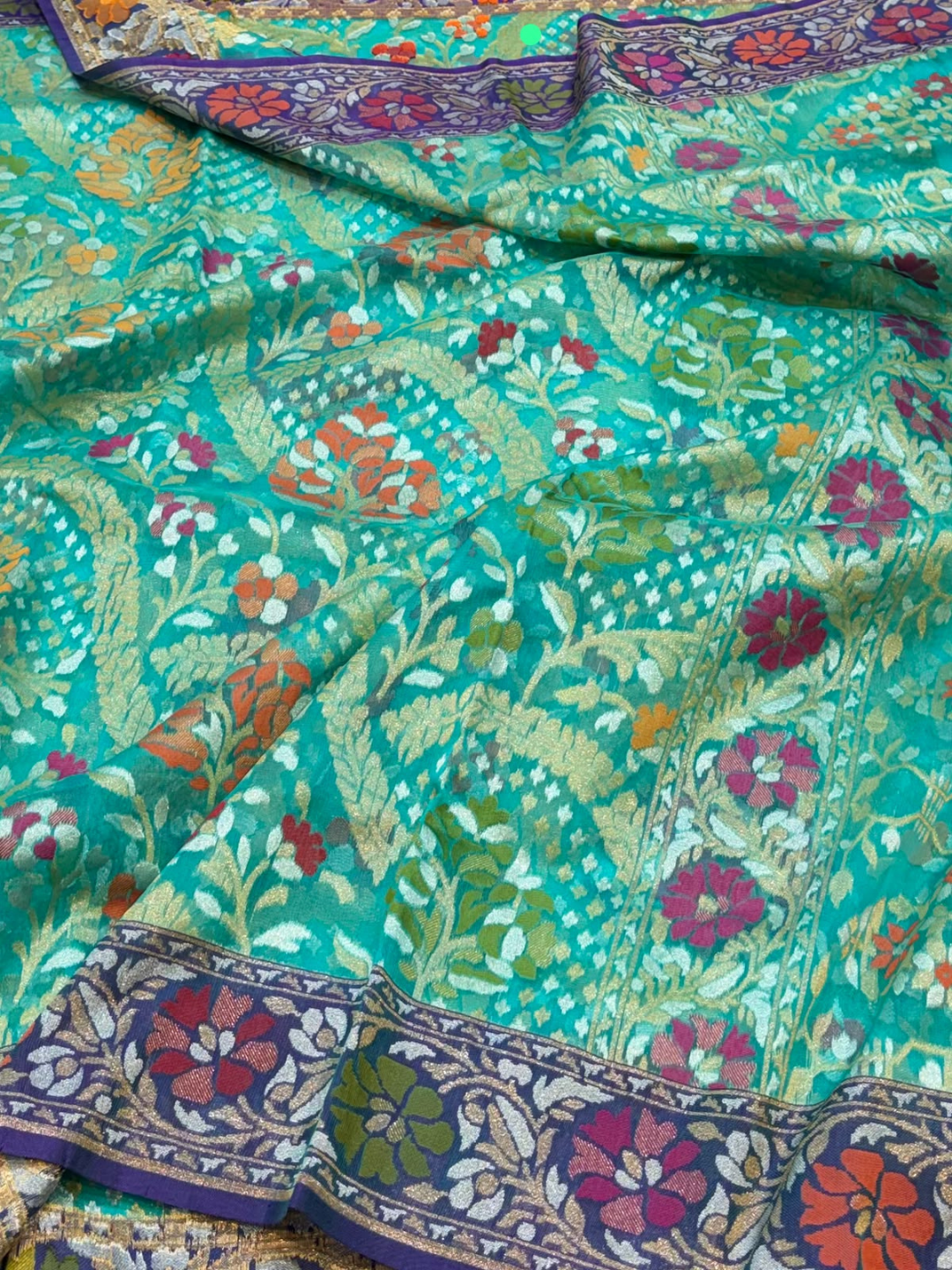 Pure Banarasi Exclusive Ektara Kora JAMDANI Tilfi saree | Sky Blue
