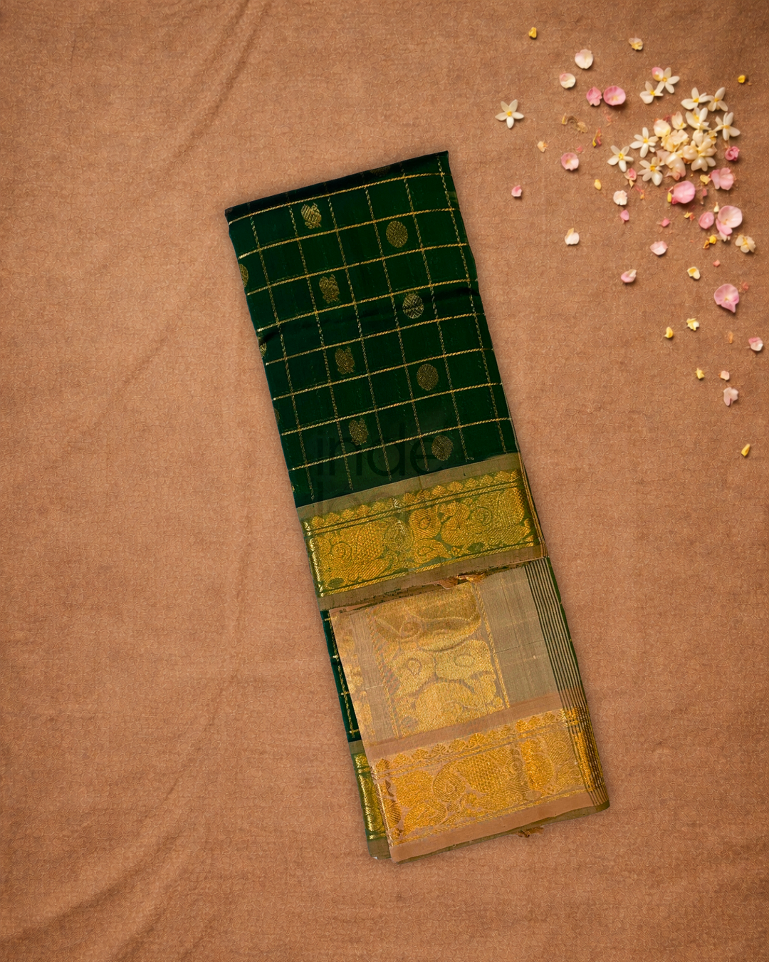 Pure Handloom Korvai Saree | Pine Green
