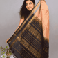 Pure handloom Korvai Silk Cotton Saree in Sepia Brown and Rich Black Border - 008