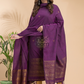Plum Purple | Handloom Jamdani Linen Unstitched 2-Piece Kurti