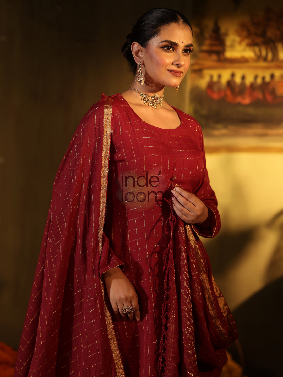 Apple Red Tissue 2-Piece Set Kurti & Dupatta (UNSTITCHED) - 312
