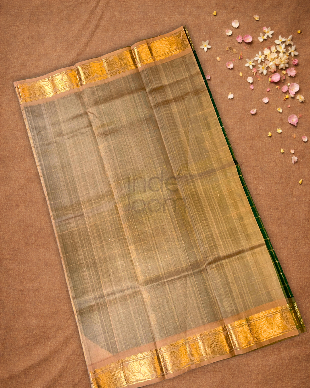 Pure Handloom Korvai Saree | Pine Green