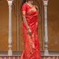 Chanderi Silk Ethnic Motifs Saree In Classic Red (Precision Looms) - 009 - indeloom