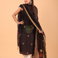 Warm Black Linen Jamdani 2-Piece Set Kurti & Dupatta (UNSTITCHED) - 079