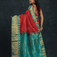 Pure Handloom Korvai Lakshadeepam Saree in Chilli Red & Sky Blue Border- 007