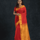 Pure Handloom Korvai Saree | Classic Korvai with small zari buttas | Red and Yellow