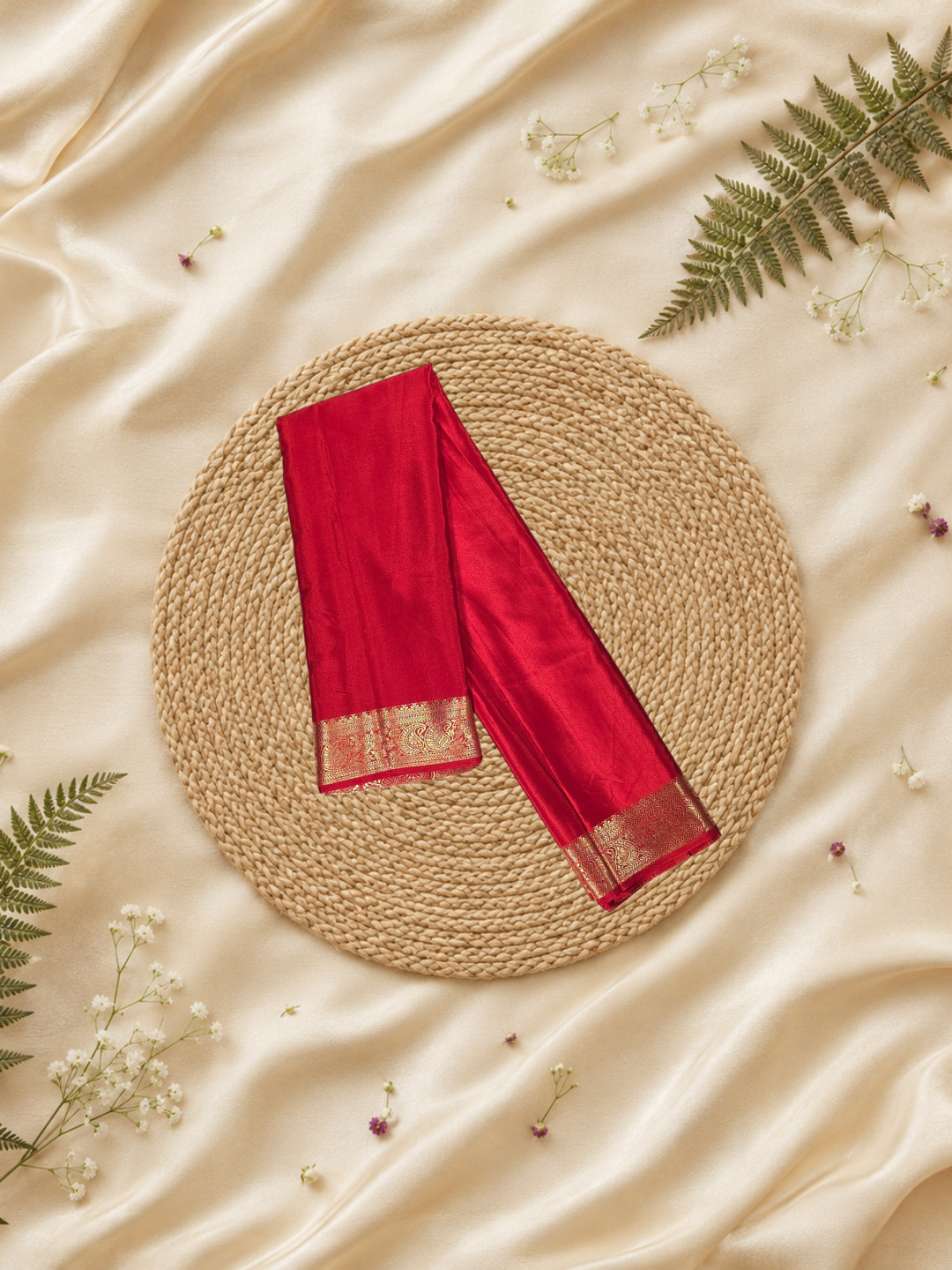 Mysore Silk Saree With Dark Red