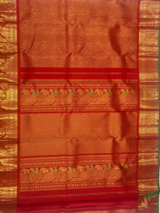 Handwoven Pure Gadwal Silk Saree  | Red
