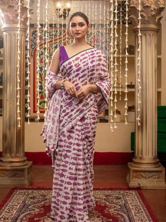 Plum Voilet Handloom cotton-055