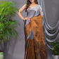 Tissue Silk Saree With Charcoal Grey- 016