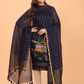 Navy Blue Linen Jamdani 2-Piece Set Kurti & Dupatta (UNSTITCHED) - 057