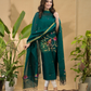 Dark Green Jamdani 2-Piece Set Kurti & Dupatta (UNSTITCHED) -707