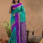 Sky Blue Purple Border Pure Handloom Korvai Silk Cotton Saree In-184