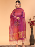Pure Handloom Muslin Jamdani Dupatta With Orchid Purple  - 015