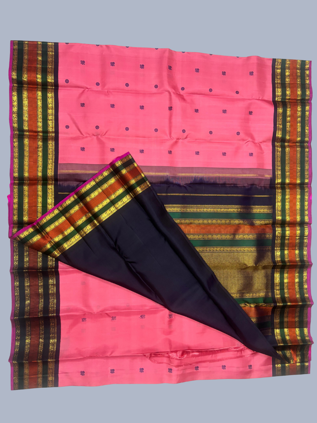 Handwoven Pure Gadwal Silk Saree  |  Blush Pink