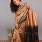 Pure handloom Korvai Silk Cotton Saree in Sepia Brown and Rich Black Border - 008