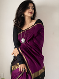 Maheshwari Silk Cotton Saree – Festive Elegance | Deep Purple
