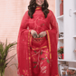 Ruby Red Muslin Jamdani 2-Piece Set Kurti & Dupatta (UNSTITCHED) -607